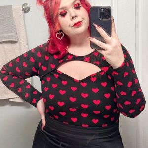 SHEIN Red Hearts Cutout Top 1X